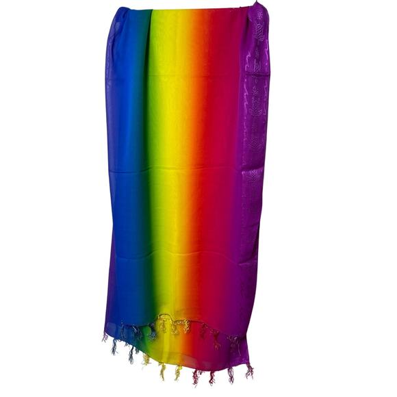La Leela women’s rainbow colors scarf/short sarong 70”x 42” - Picture 1 of 5